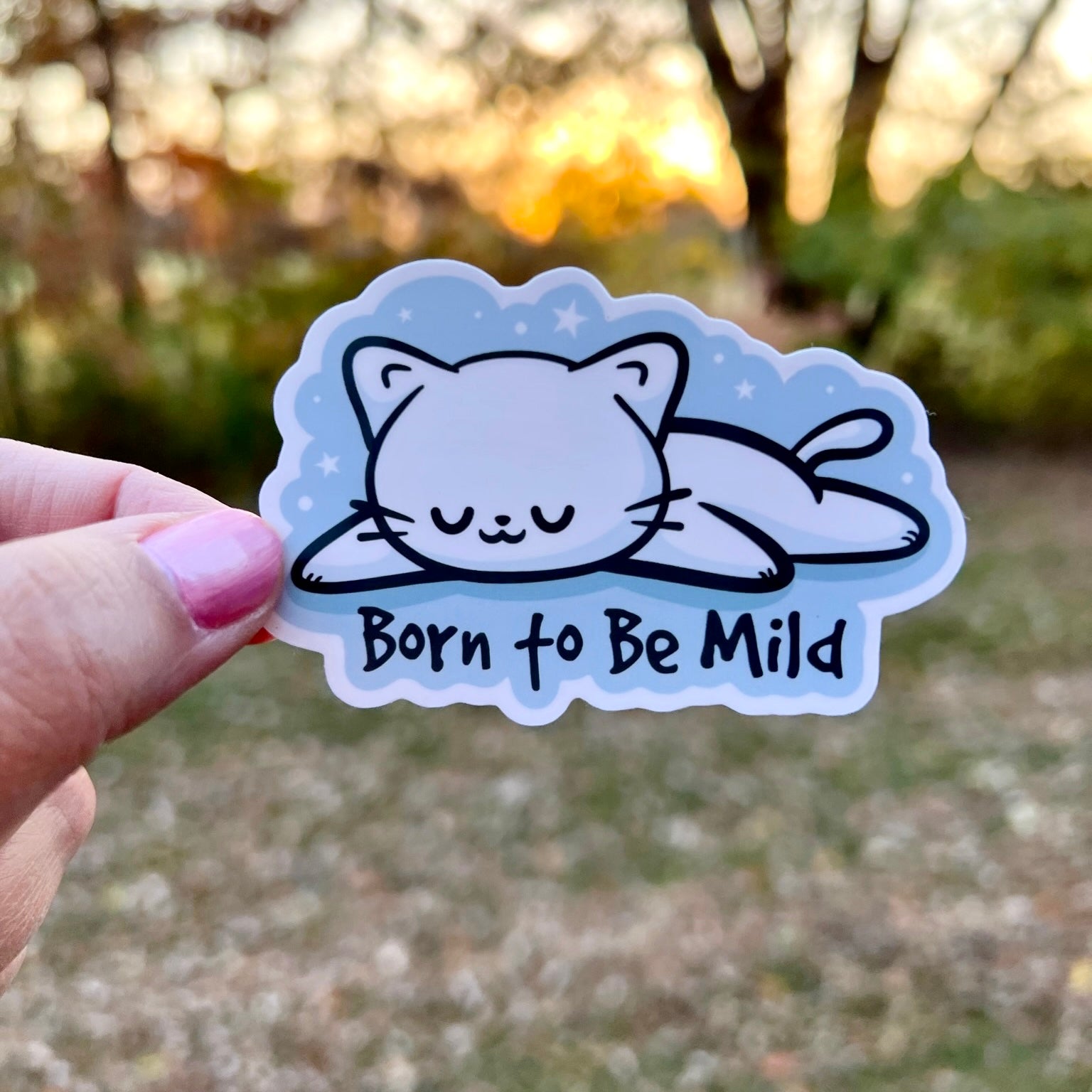 Born to Be Mild Cute Cat Sticker – FishbiscuitDesigns