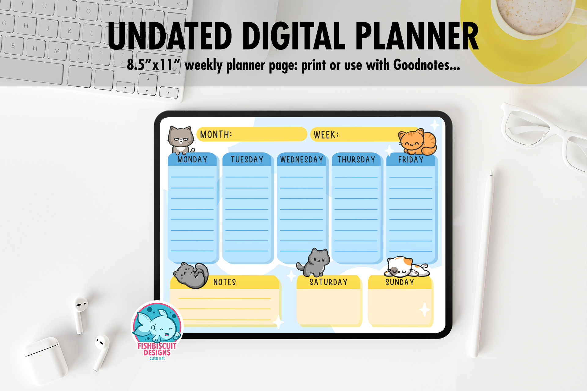 Cute Cat Printable Planner Graphic by TinyGoong Studio · Creative Fabrica